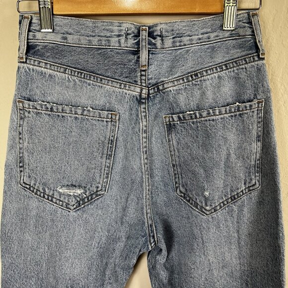 Agolde Riley High Rise Straight Crop Jeans Size 23 Blitz Wash Denim Button Fly - Picture 7 of 14